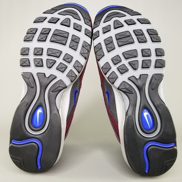 Nike Mens Air Max 97 Athletic Shoes Maroon Blue - Picture 5 of 8